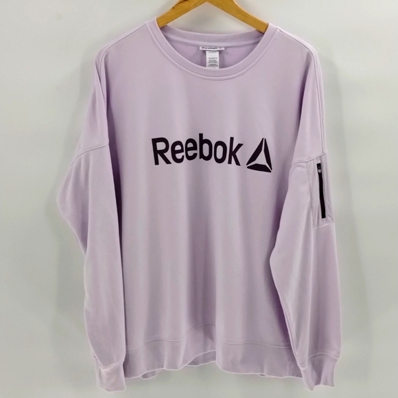 Reebok Level up sweatshirt crew neck size XXL purple zip sleeve non fleece - Picture 1 of 11